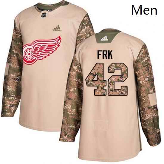 Mens Adidas Detroit Red Wings 42 Martin Frk Authentic Camo Veterans Day Practice NHL Jersey